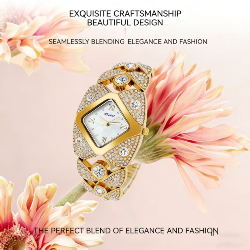 Elegant Mother-of-Pearl Dial Diamond Bracelet Watch for Ladies