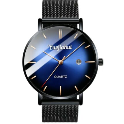  Ultra-Thin Men’s Watch with Blue Dial Stylish Design