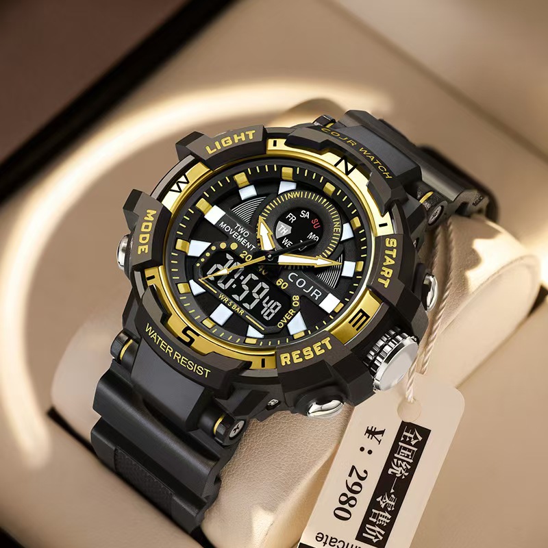 Men's Digital Analog Sports Watch, 50M Waterproof Tactical Wristwatch with LED Backlight, Dual Display Military Watch for Outdoor Sports Men's Digital Analog Sports Watch, 50M Waterproof Tactical Wristwatch with LED Backlight, Dual Display Military Watch for Outdoor Sports