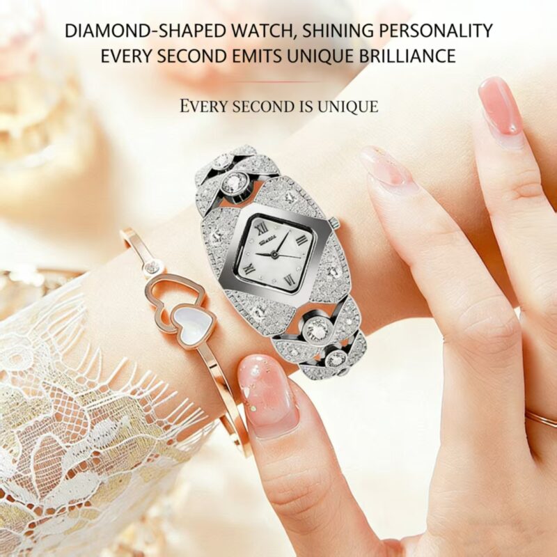 Elegant Mother-of-Pearl Dial Diamond Bracelet Watch for Ladies